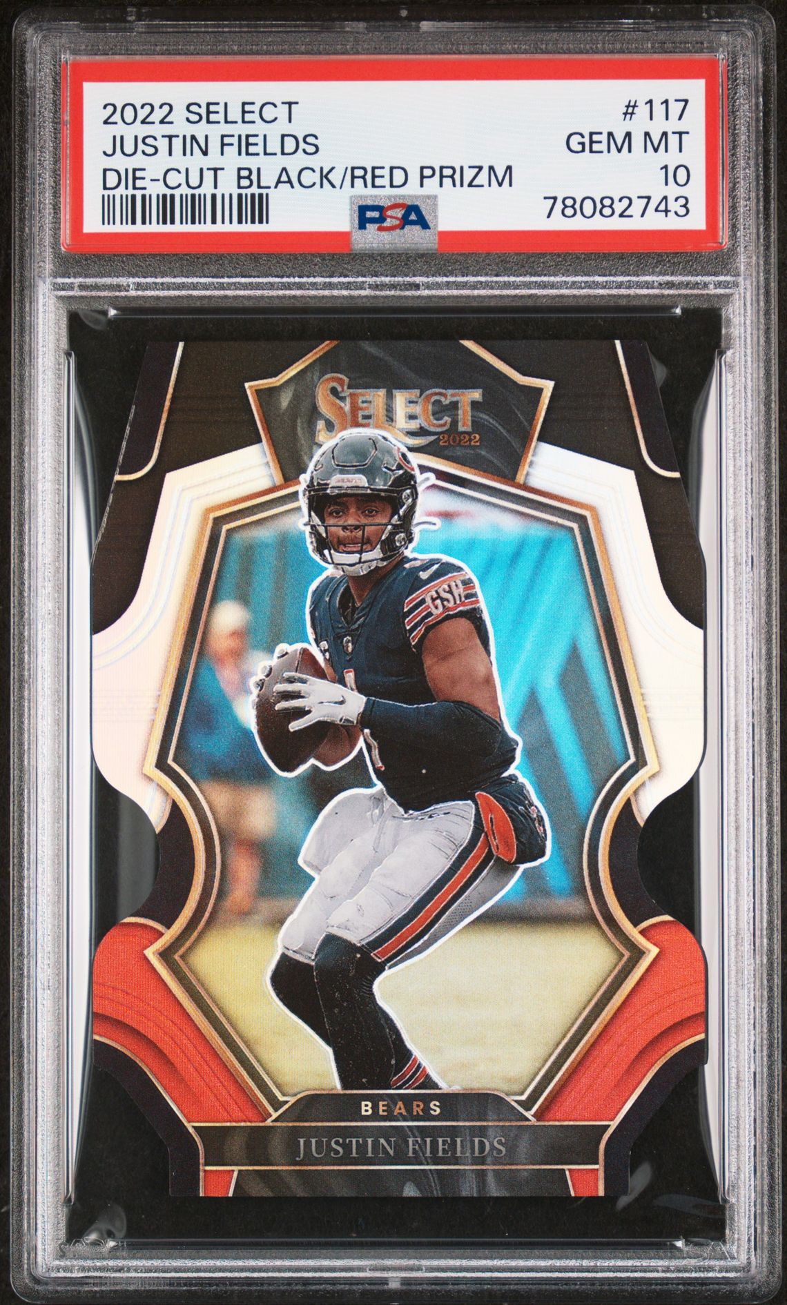 2022 Panini PANINI SELECT DIE-CUT BLACK/RED PRIZM #117 Justin Fields front