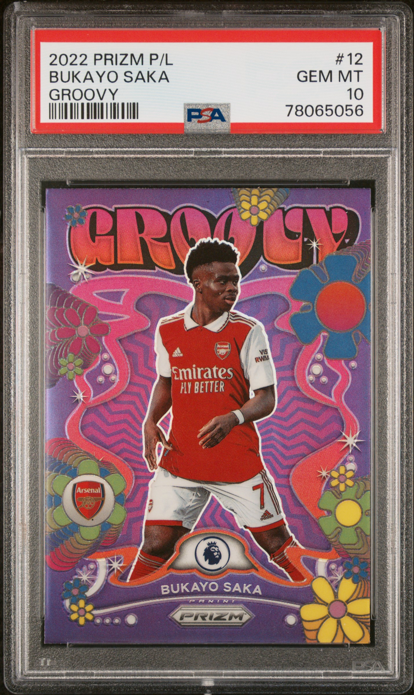 2022-23 Panini Prizm Premier League Groovy #12 Bukayo Saka - PSA GEM MT 10