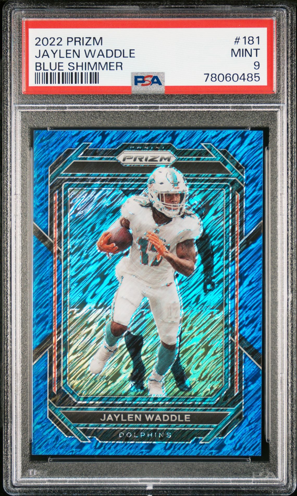 2022 Panini PANINI PRIZM BLUE SHIMMER #181 Jaylen Waddle front