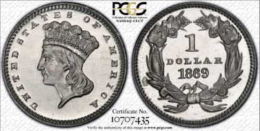 1869 G$1 J-767 PR65CAM