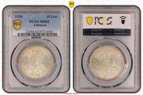 1936 10 Litu KM-83  Ag MS62