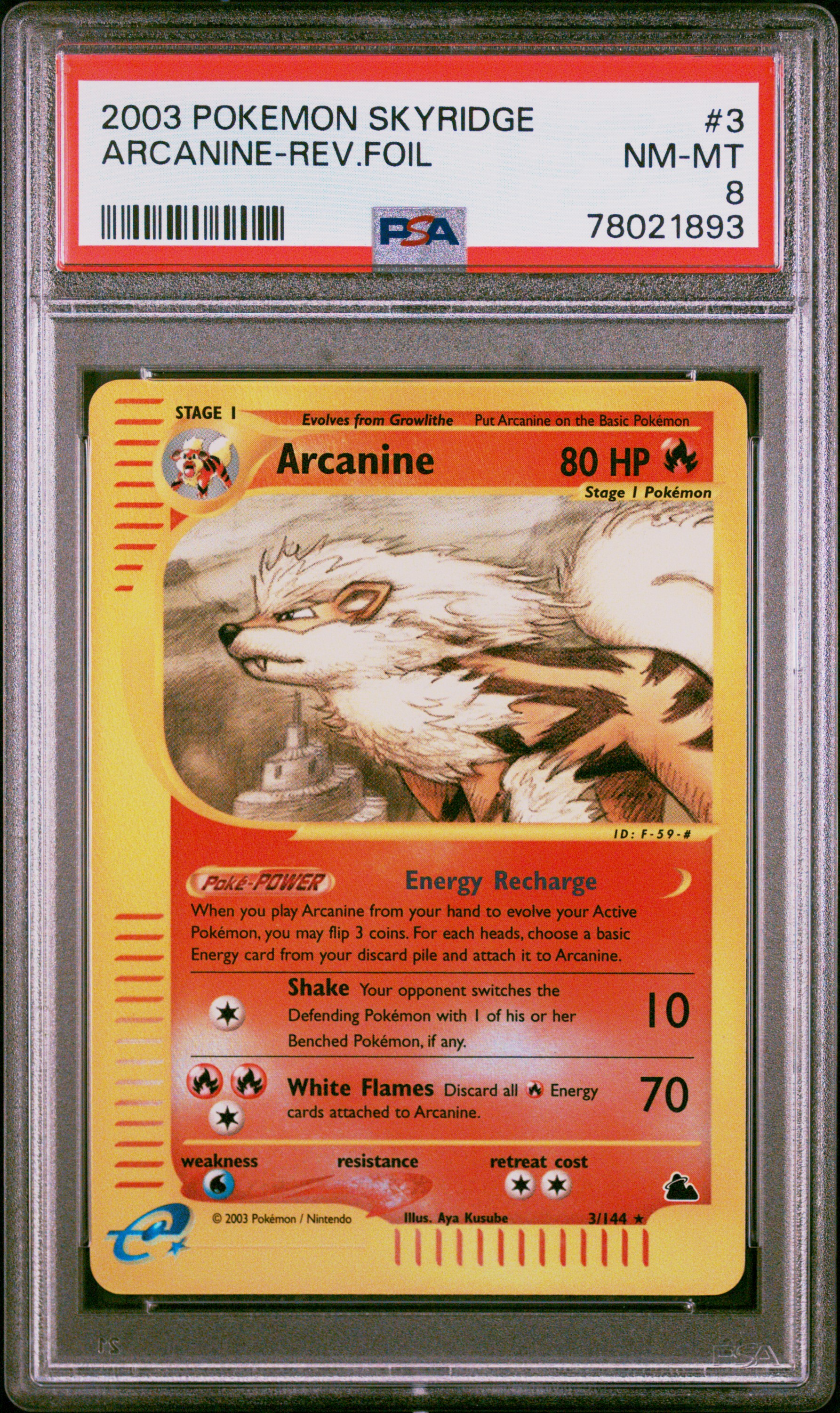 2003 Pokemon Skyridge Reverse Foil #3 Arcanine – PSA NM-MT 8