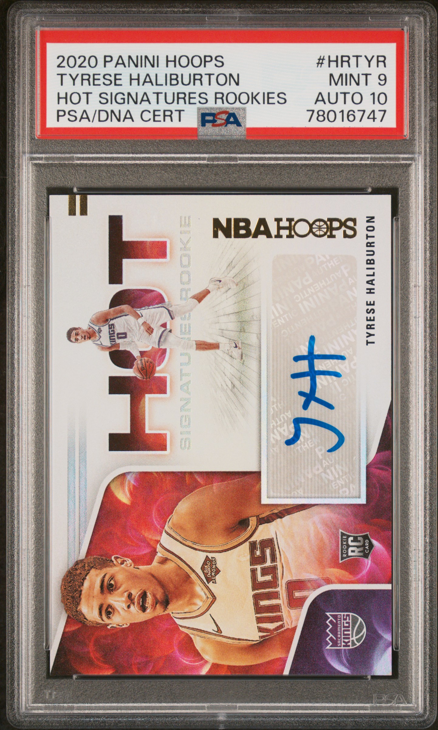 2020-21 Panini Hoops Hot Signatures Rookies #HR-TYR Tyrese Haliburton Signed Rookie Card – PSA MINT 9, PSA/DNA GEM MT 10