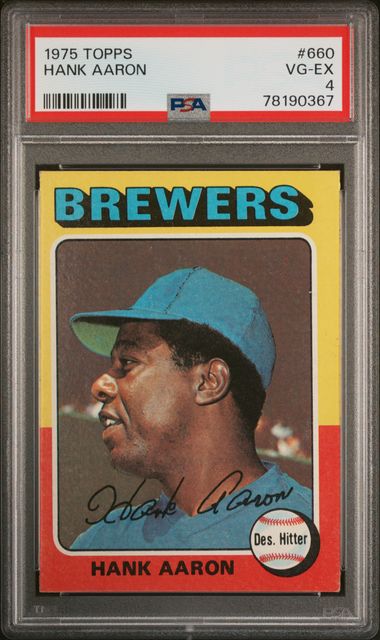 Sold at Auction: One Topps # 660 Hank Aaron baseball card