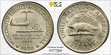 1936 50C Wisconsin MS66