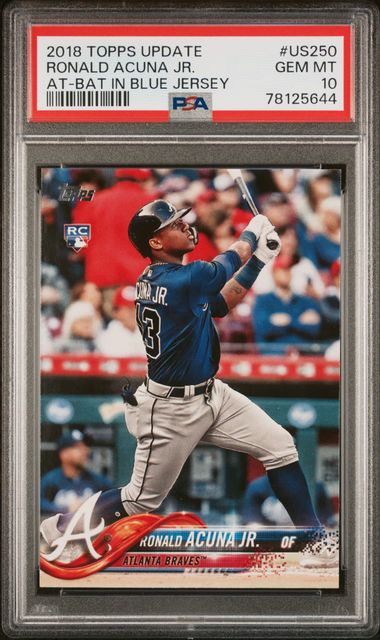 2018 Topps Mini Gold #US250 Ronald Acuna Jr., At Bat in Blue