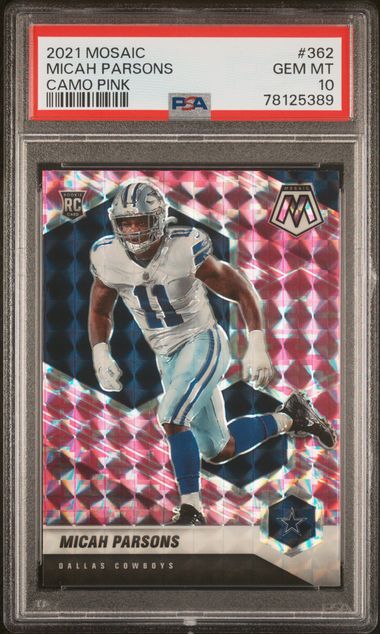 Micah Parsons 2021 Mosaic No Huddle Gold- #'d 10- PSA 10