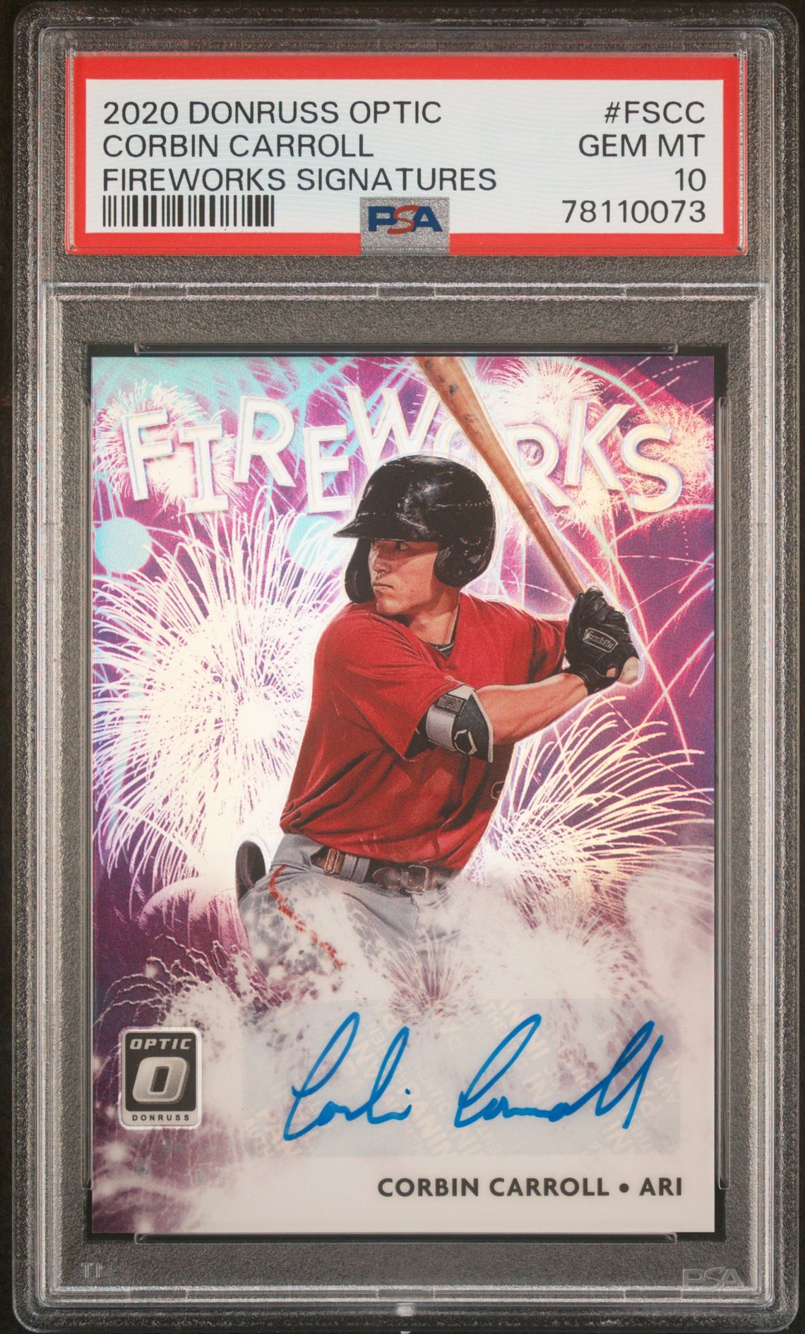 2020 Panini PANINI DONRUSS OPTIC FIREWORKS SIGNATURES HOLO #FSCC Corbin Carroll front