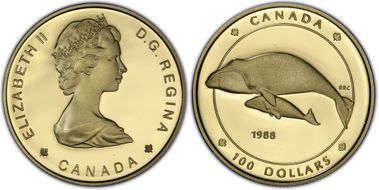 1988 $100 Bowhead Whales PR69DCAM