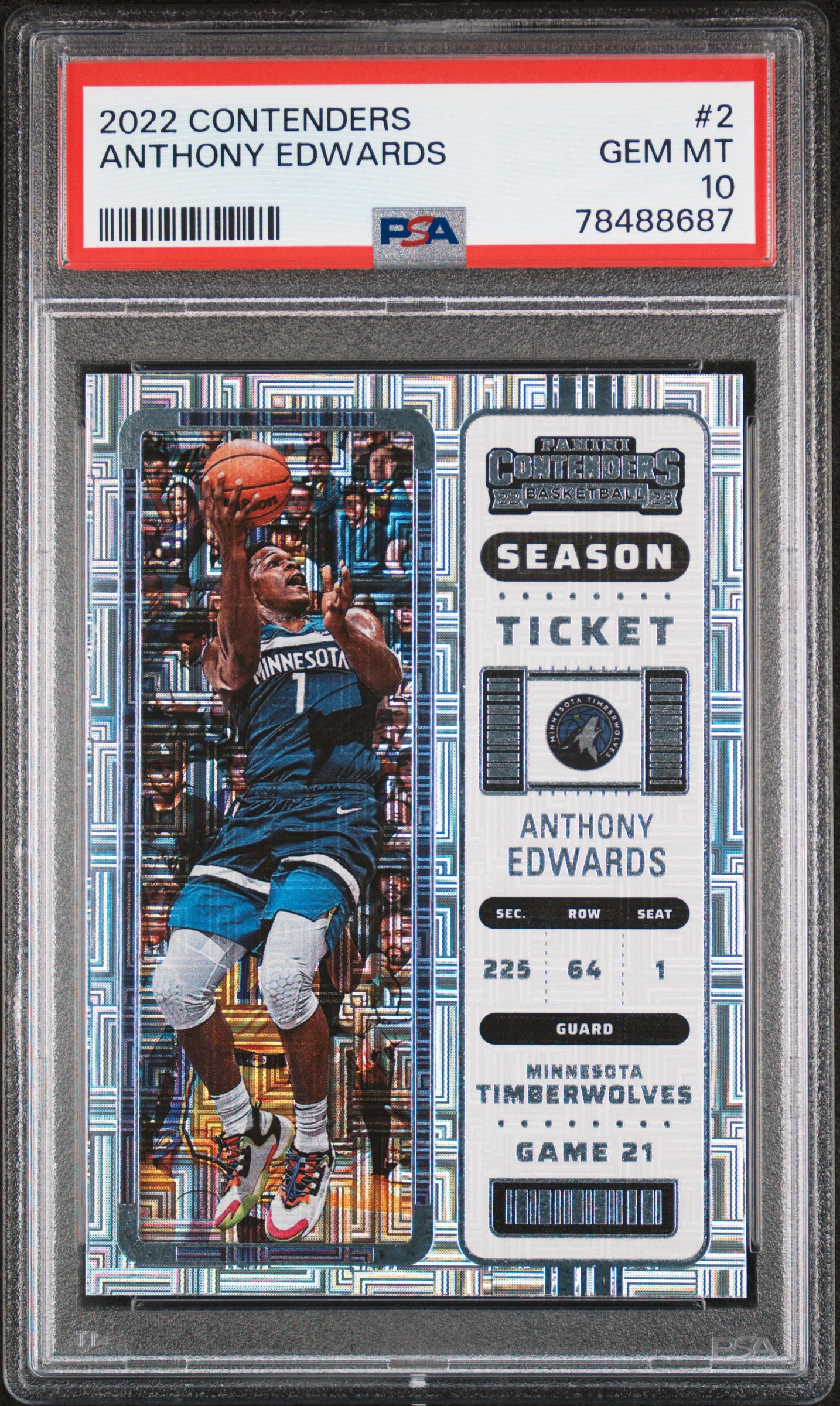 2022 Panini Contenders Anthony Edwards #2 Gem Mt 10 front
