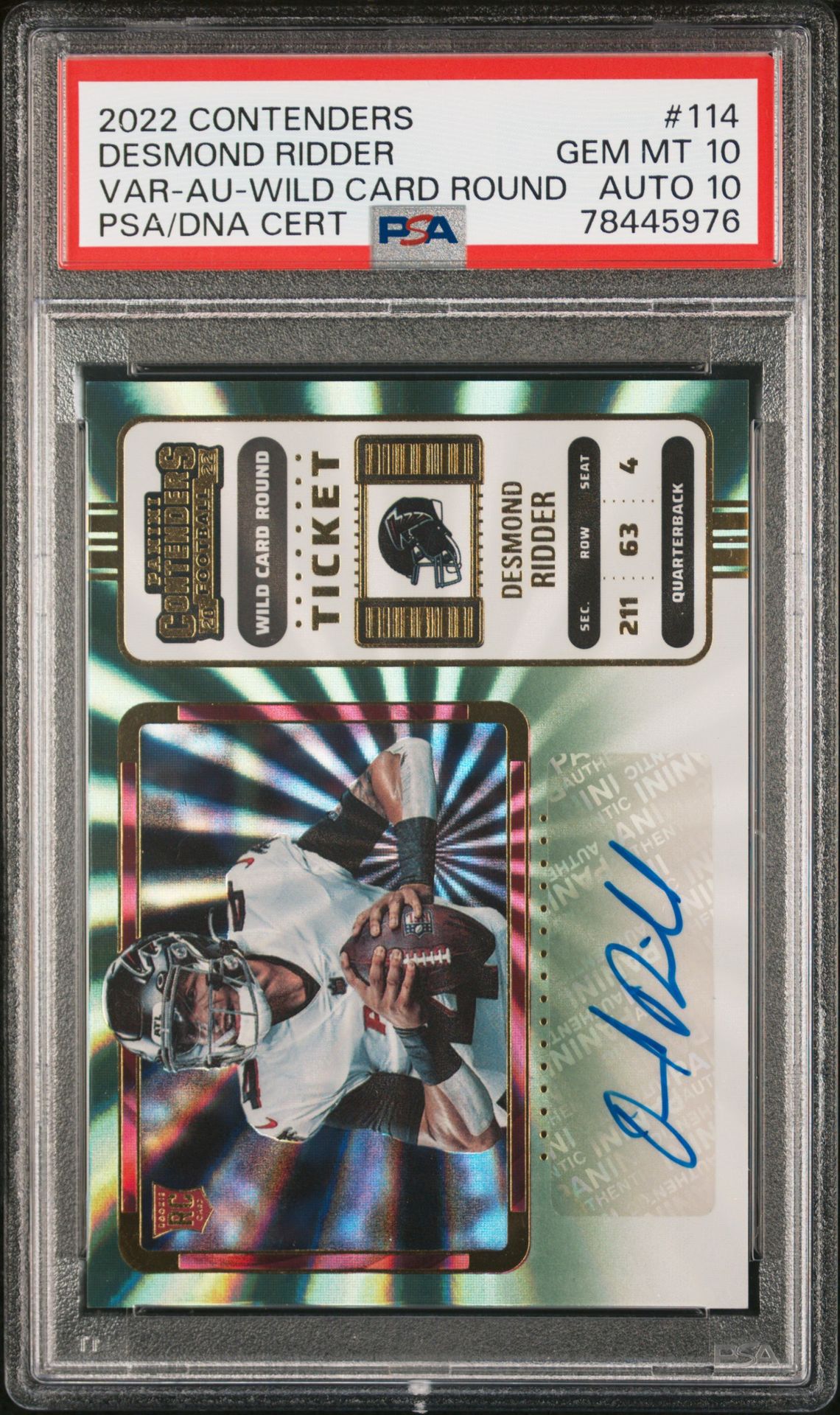 2022 Panini PANINI CONTENDERS VAR-AU-WILD CARD ROUND #114 Desmond Ridder front