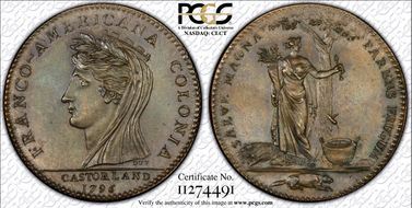 (1796) AE Medal Castorland, Original Reeded Edge MS65BN