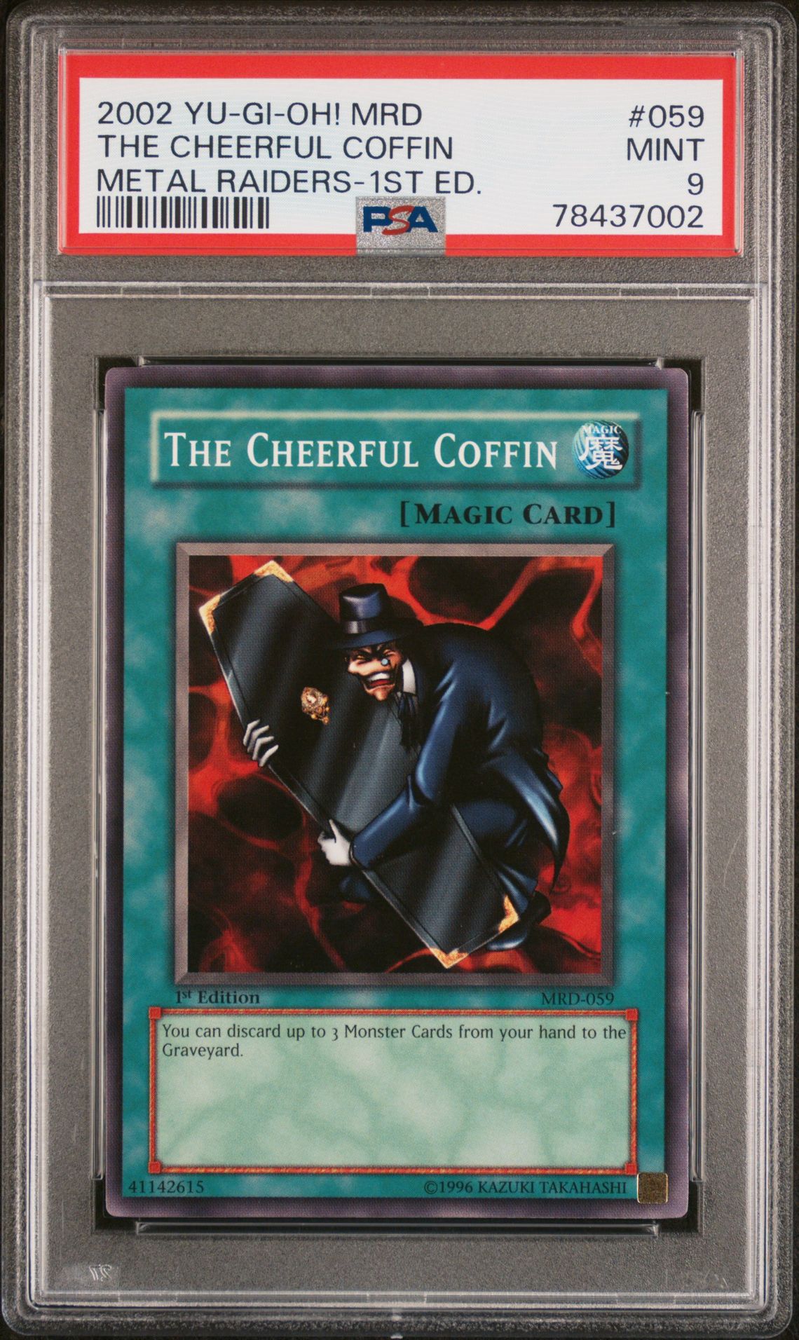 2002 Yu-Gi-Oh! YU-GI-OH! MRD-METAL RAIDERS 1ST ED. #059 The Cheerful Coffin front