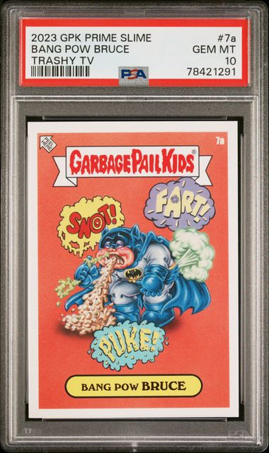 2023 Topps GARBAGE PAIL KIDS PRIME SLIME TRASHY TV TRASHY TV #7a Bang Pow Bruce front