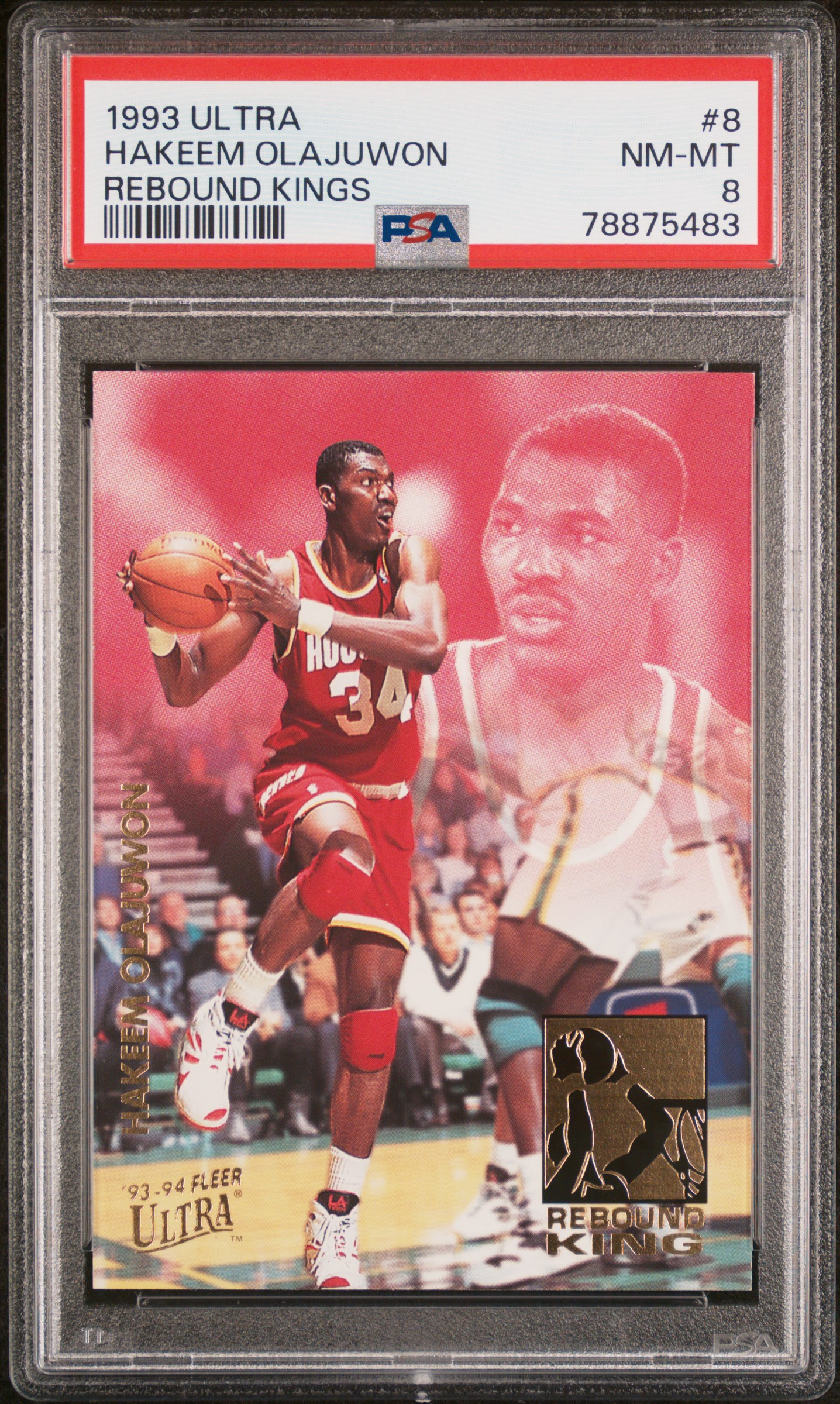 1993 Ultra Rebound Kings 8 Hakeem Olajuwon – PSA NM-MT 8