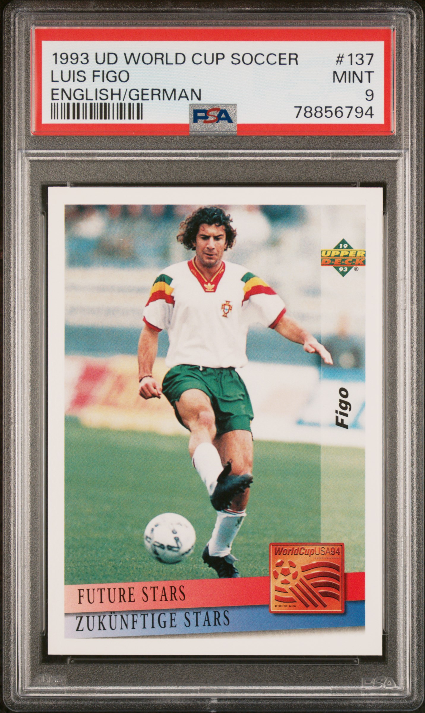 1993 Upper Deck World Cup Soccer English/German 137 Luis Figo PSA 9