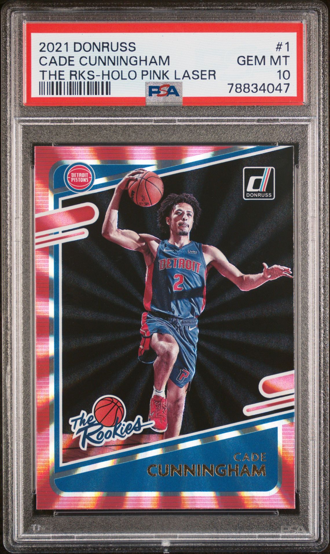 2021 Panini PANINI DONRUSS THE ROOKIES THE RKS-HOLO PINK LASER #1 Cade Cunningham front