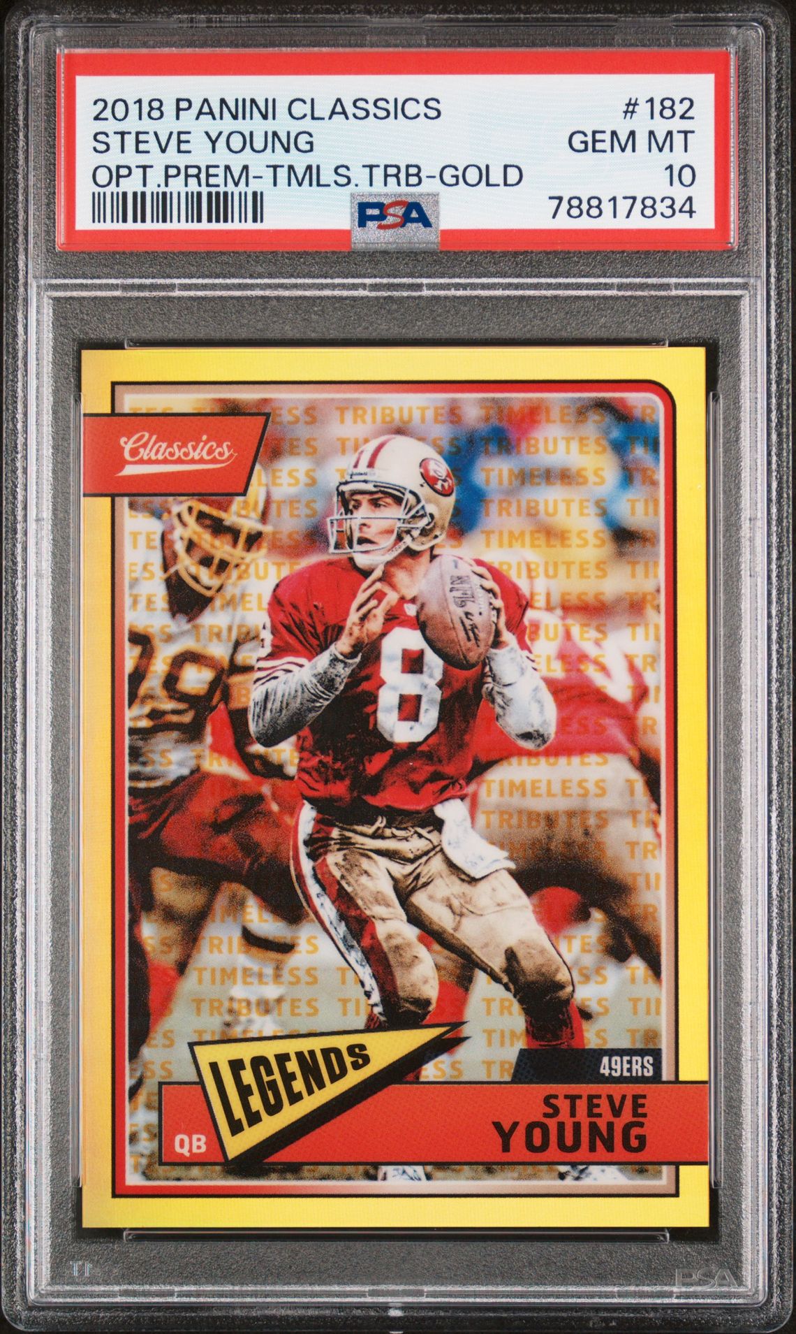 2018 Panini PANINI CLASSICS OPT.PREM-TMLS.TRB-GOLD #182 Steve Young front