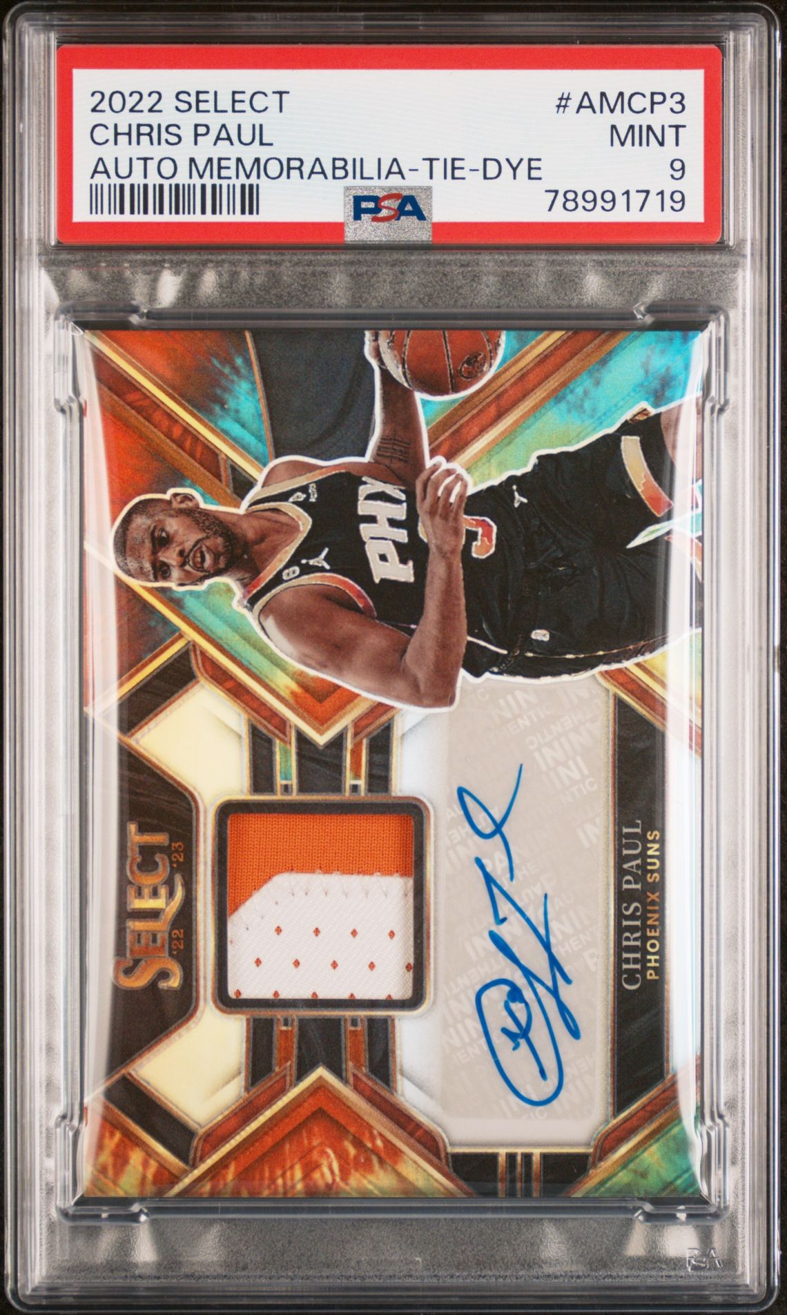 2022 Panini Select Autographed Memorabilia Chris Paul #Amcp3 (Auto Memorabilia-Tie-Dye) Mint 9 front