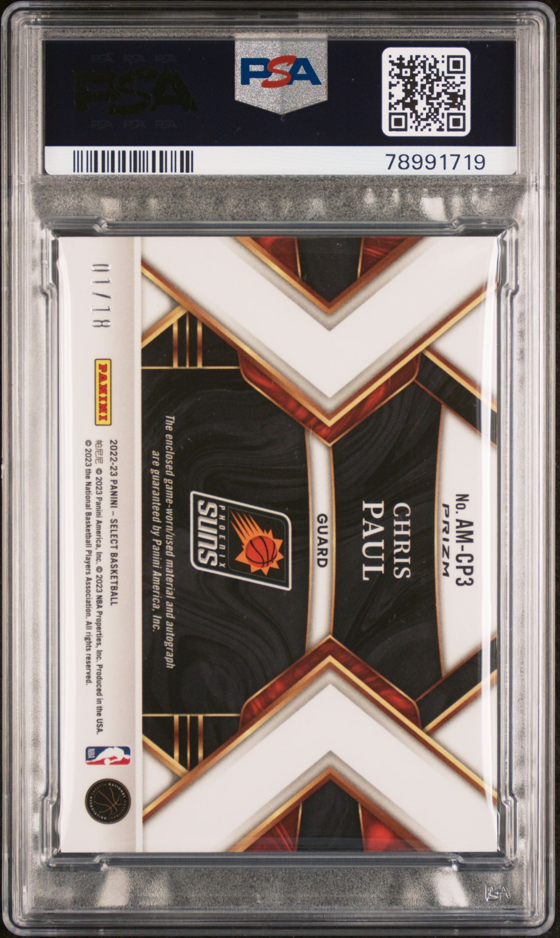 2022 Panini Select Autographed Memorabilia Chris Paul #Amcp3 (Auto Memorabilia-Tie-Dye) Mint 9 back