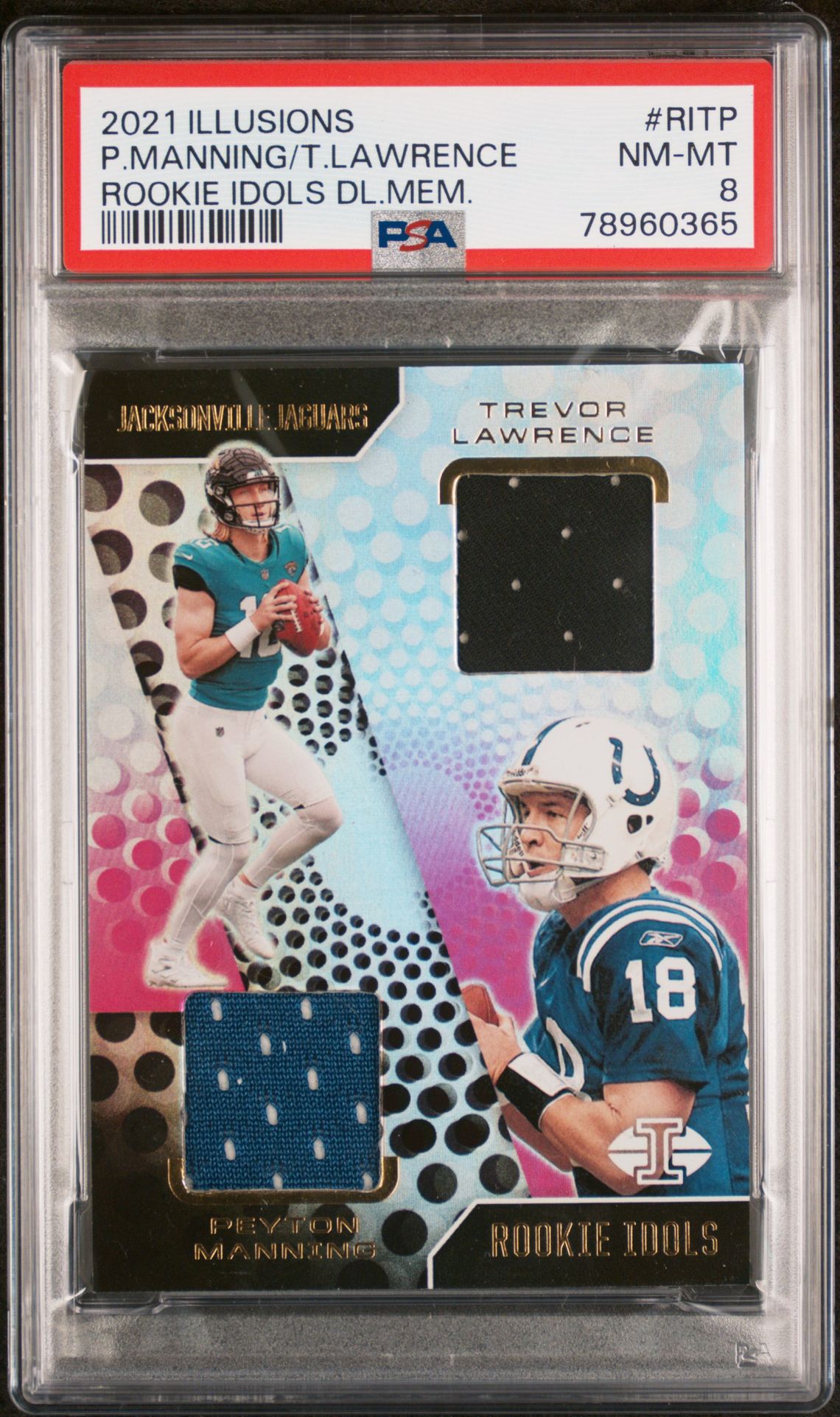 2021 Panini PANINI ILLUSIONS ROOKIE IDOLS DUAL MEMORABILIA ROOKIE IDOLS DL.MEM. #RITP P.Manning/T.Lawrence front