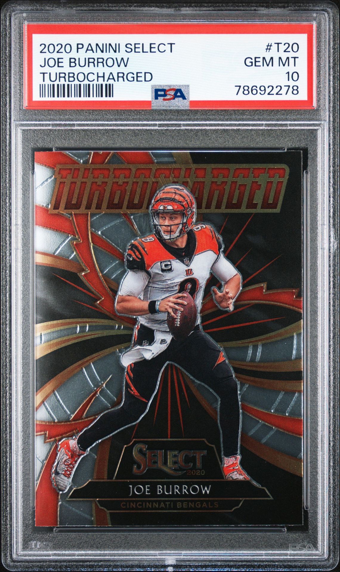 2020 Panini Select Turbocharged Joe Burrow #T20 (Turbocharged) Gem Mt 10 front