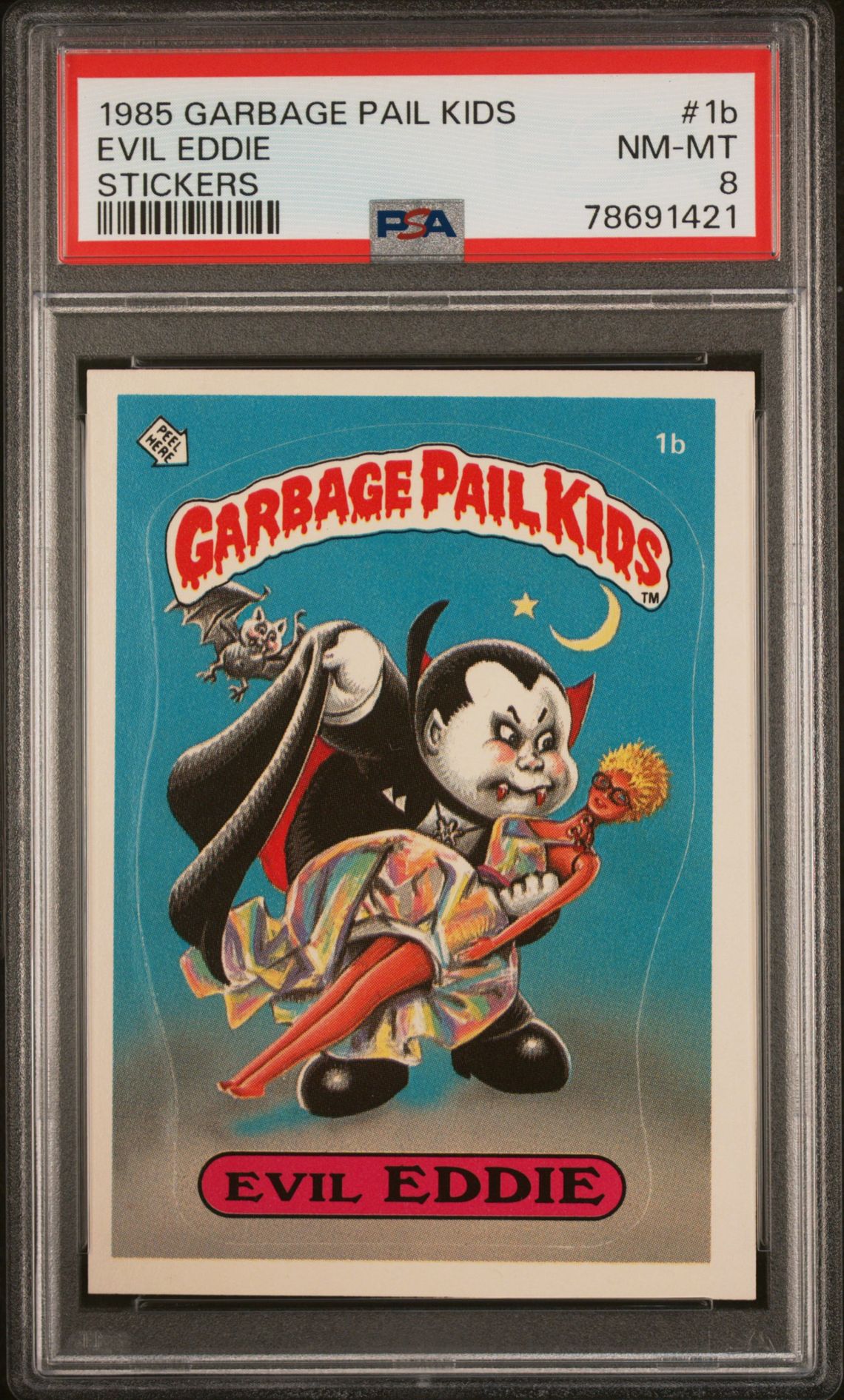 1985 Topps GARBAGE PAIL KIDS STICKERS STICKERS #1B Evil Eddie front