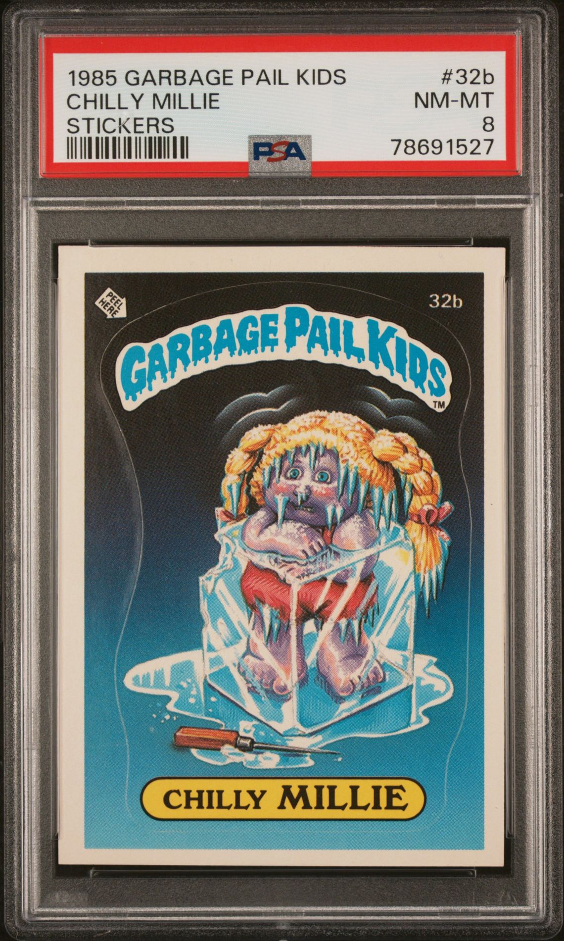 1985 Topps GARBAGE PAIL KIDS STICKERS GLOSSY #32B Chilly Millie front
