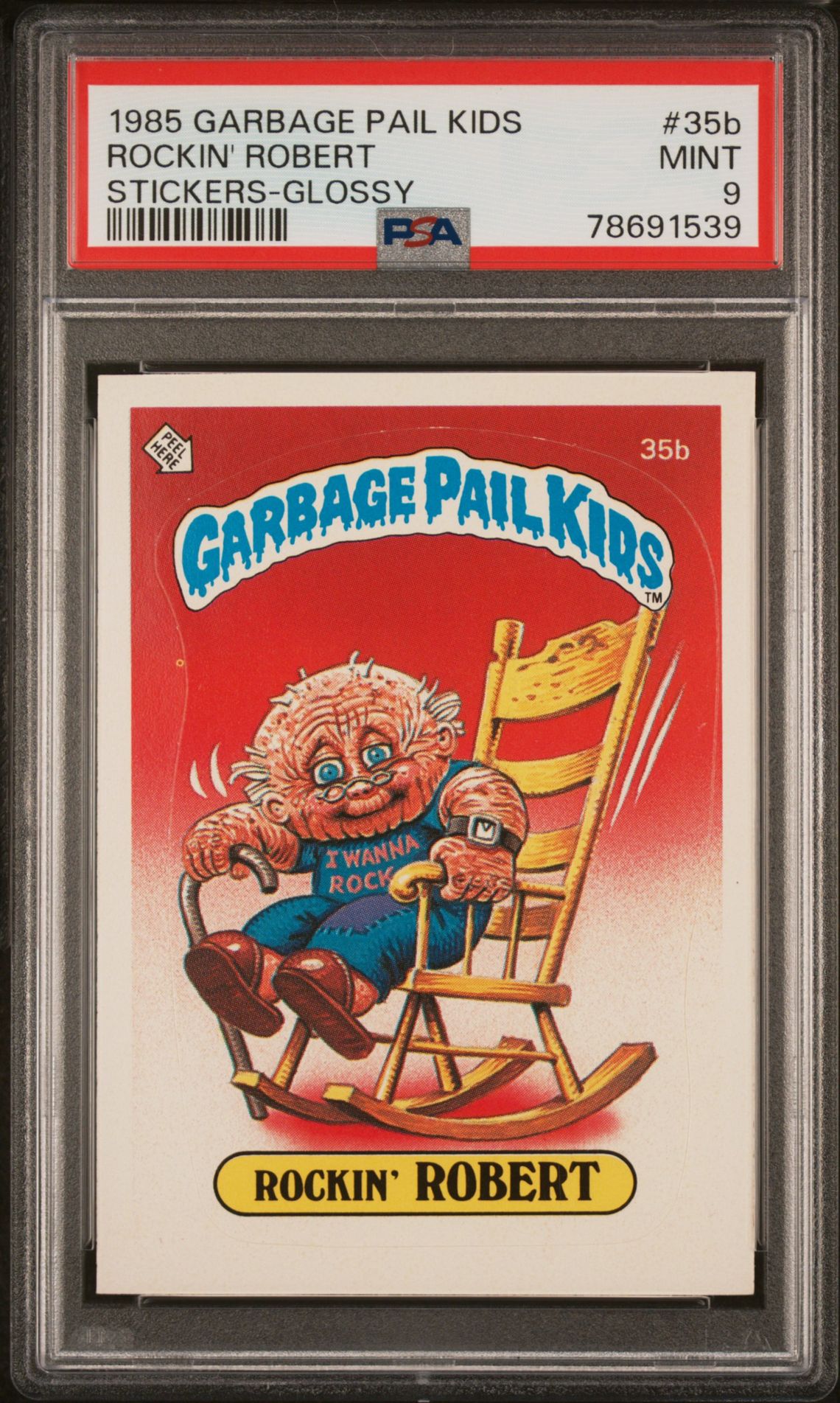 1985 Topps GARBAGE PAIL KIDS STICKERS GLOSSY #35B Rockin' Robert front