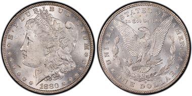 1880-O $1 VAM 7, Rusted Date MS63