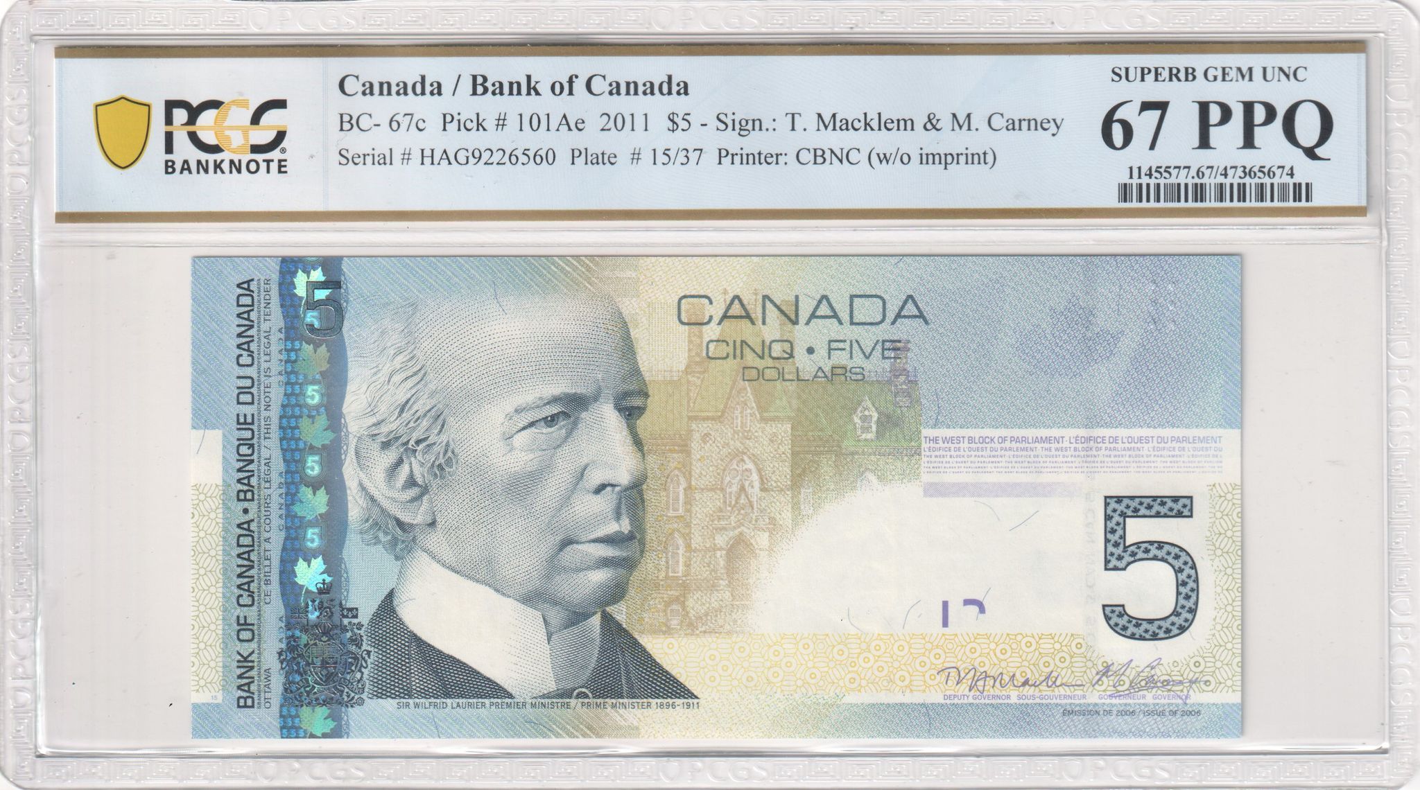 PCGS Certificate Verification Banknote Details for Cert #47365674