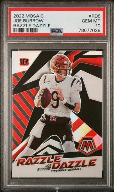 2022 Panini Mosaic Razzle Dazzle Joe Burrow #Rd5 (Razzle Dazzle) Gem Mt 10 front