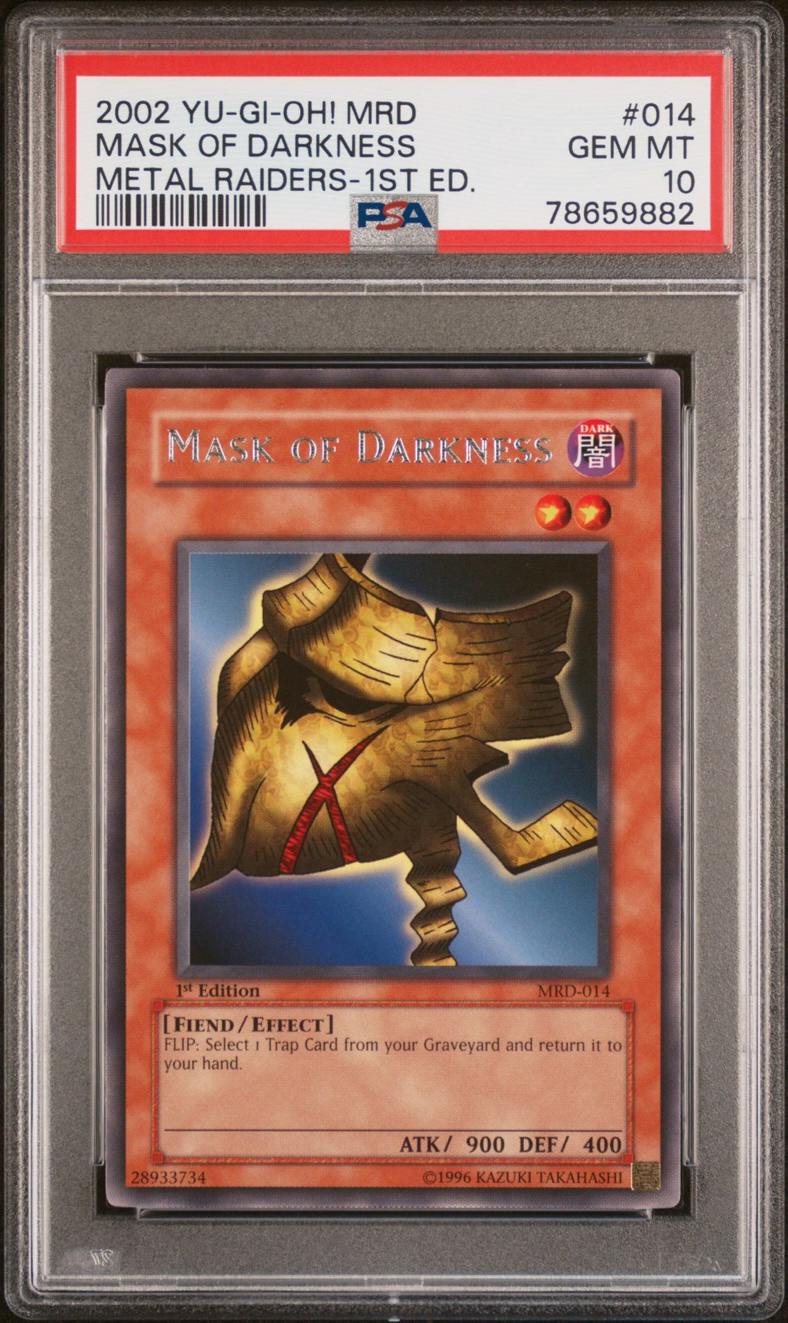 2002 Yu-Gi-Oh! YU-GI-OH! MRD-METAL RAIDERS METAL RAIDERS-1ST ED. #014 Mask Of Darkness front