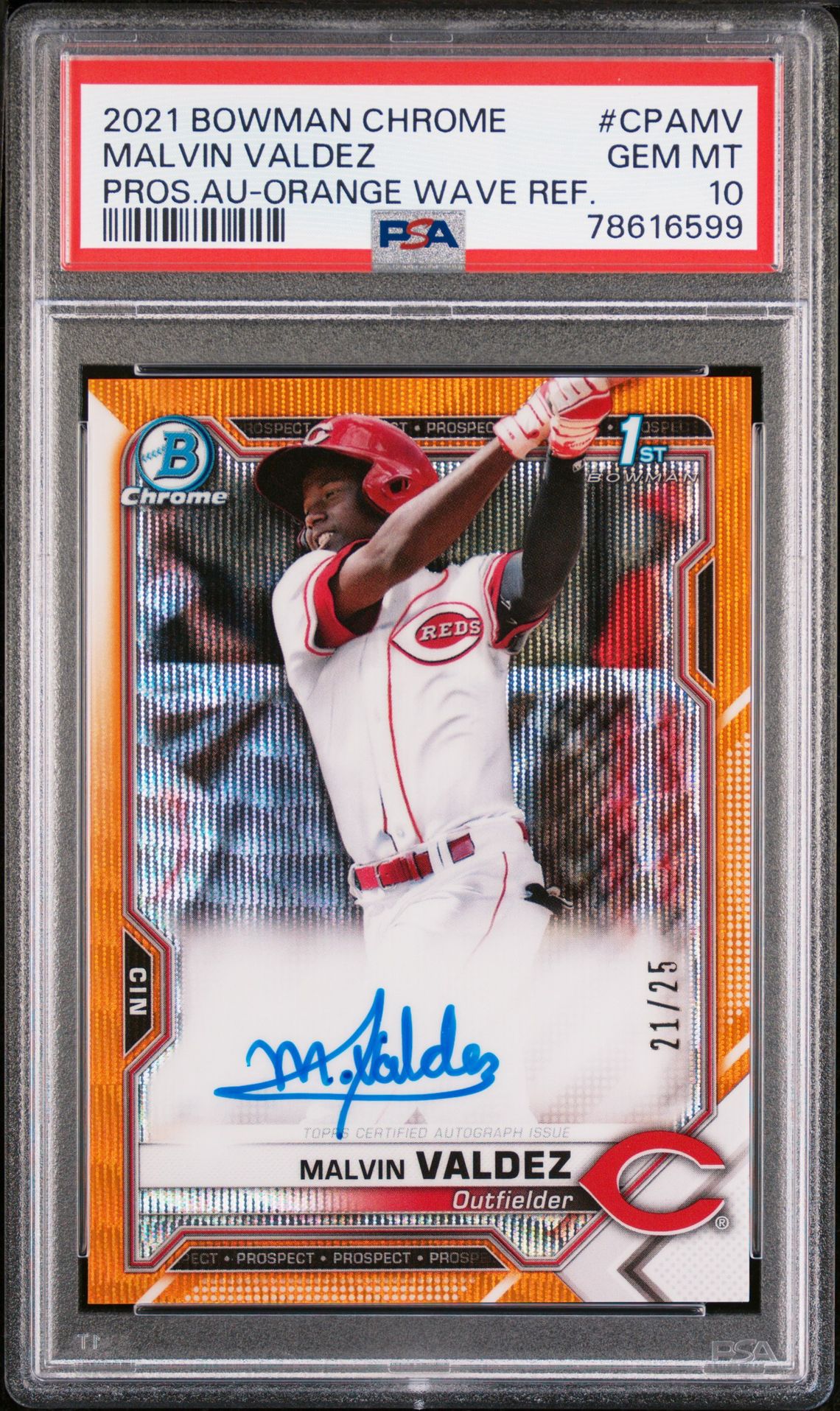2021 Bowman BOWMAN CHROME PROSPECT AUTOGRAPHS Wave #CPAMV Malvin Valdez front