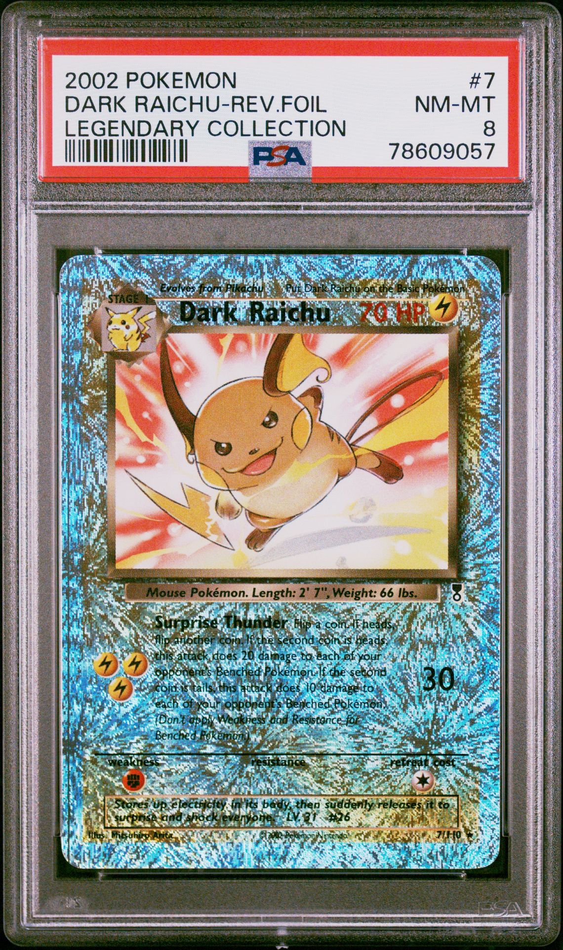 2002 Pokemon POKEMON LEGENDARY COLLECTION #7 Dark Raichu-Rev.Foil front