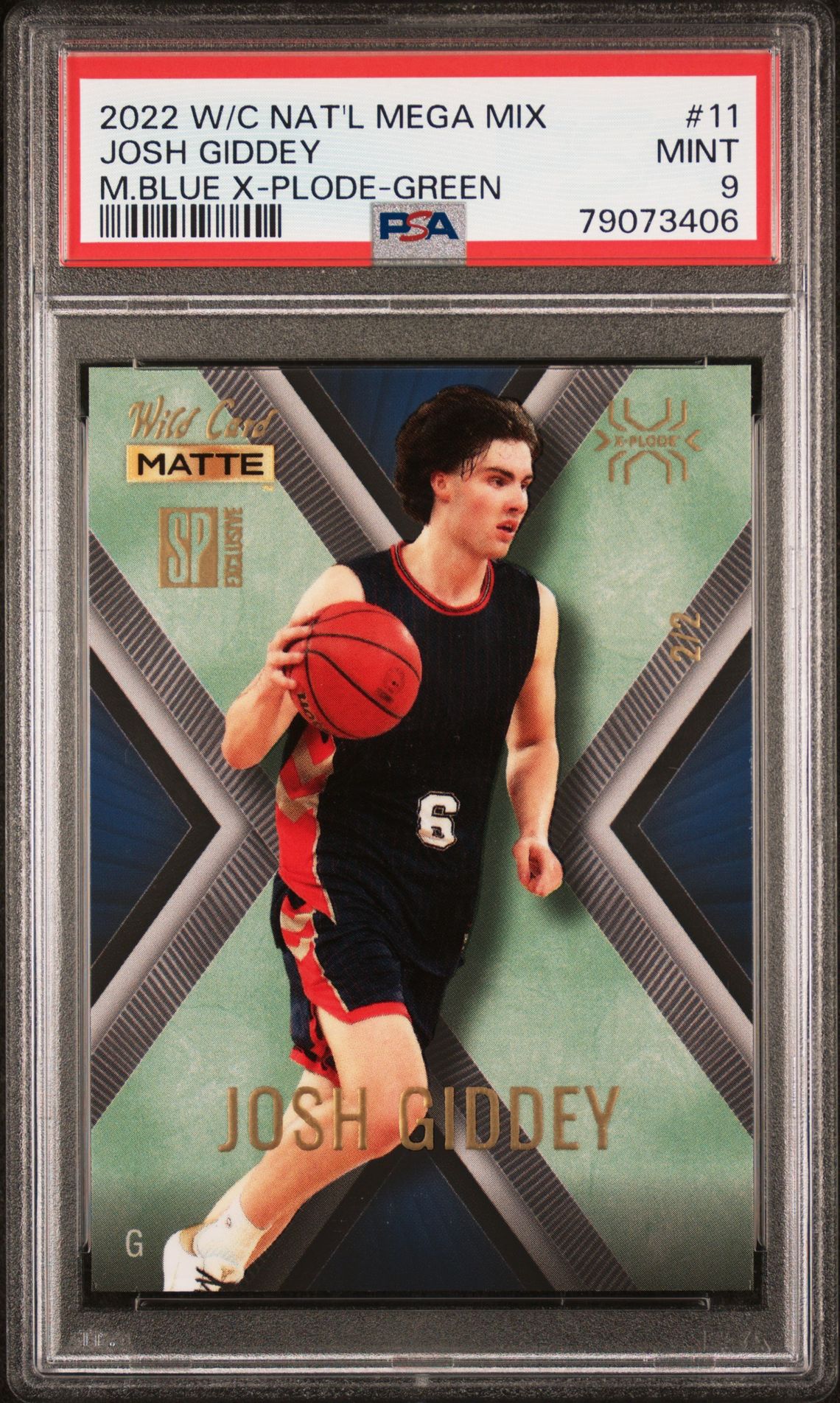 2022 WILD CARD NATIONAL CONVENTION MEGA MIX MATTE BLUE X-PLODE Green #11 Josh Giddey front