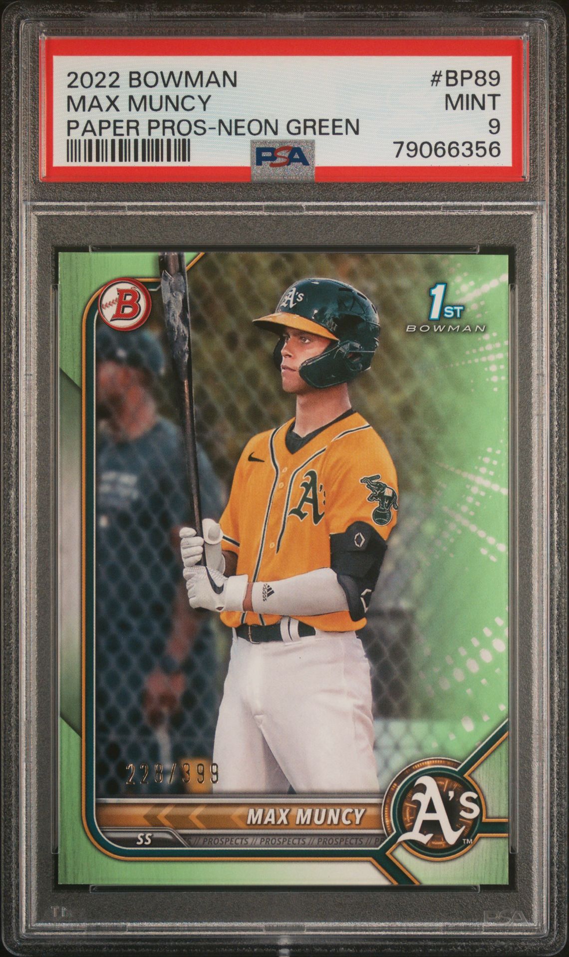 2022 Bowman BOWMAN PAPER PROSPECTS NEON GREEN #BP89 Max Muncy front