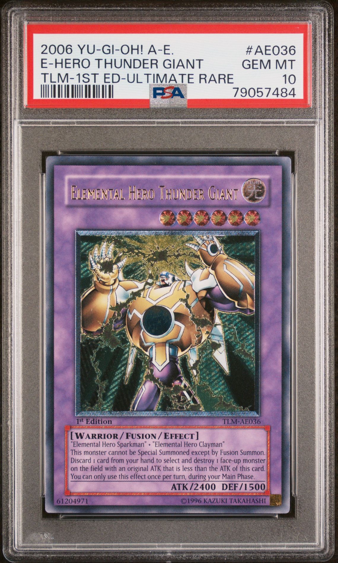2006 Yu-Gi-Oh! YU-GI-OH! ASIAN-ENGLISH THE LOST MILLENNIUM TLM-1ST ED-ULTIMATE RARE #AE036 E-Hero Thunder Giant front