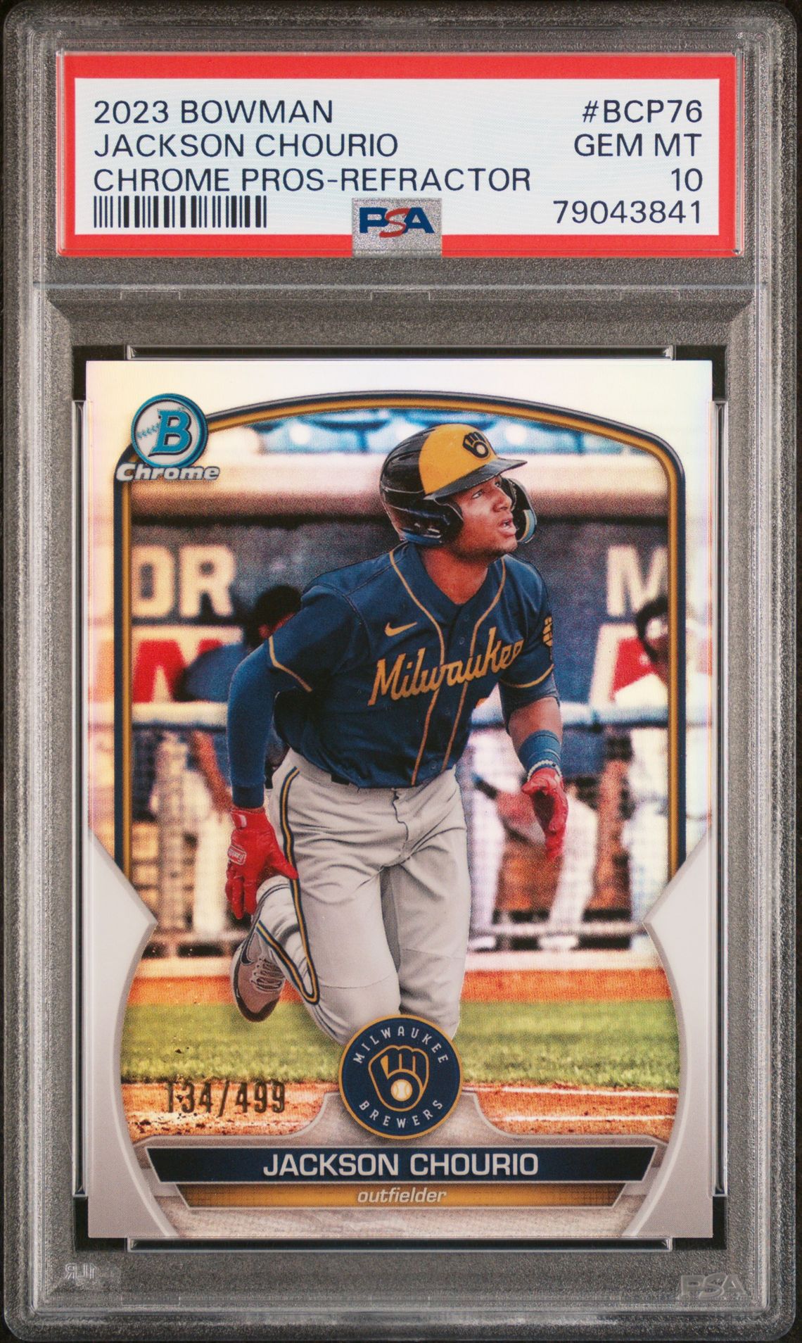 2023 Bowman BOWMAN CHROME PROSPECTS Refractor #BCP76 Jackson Chourio front