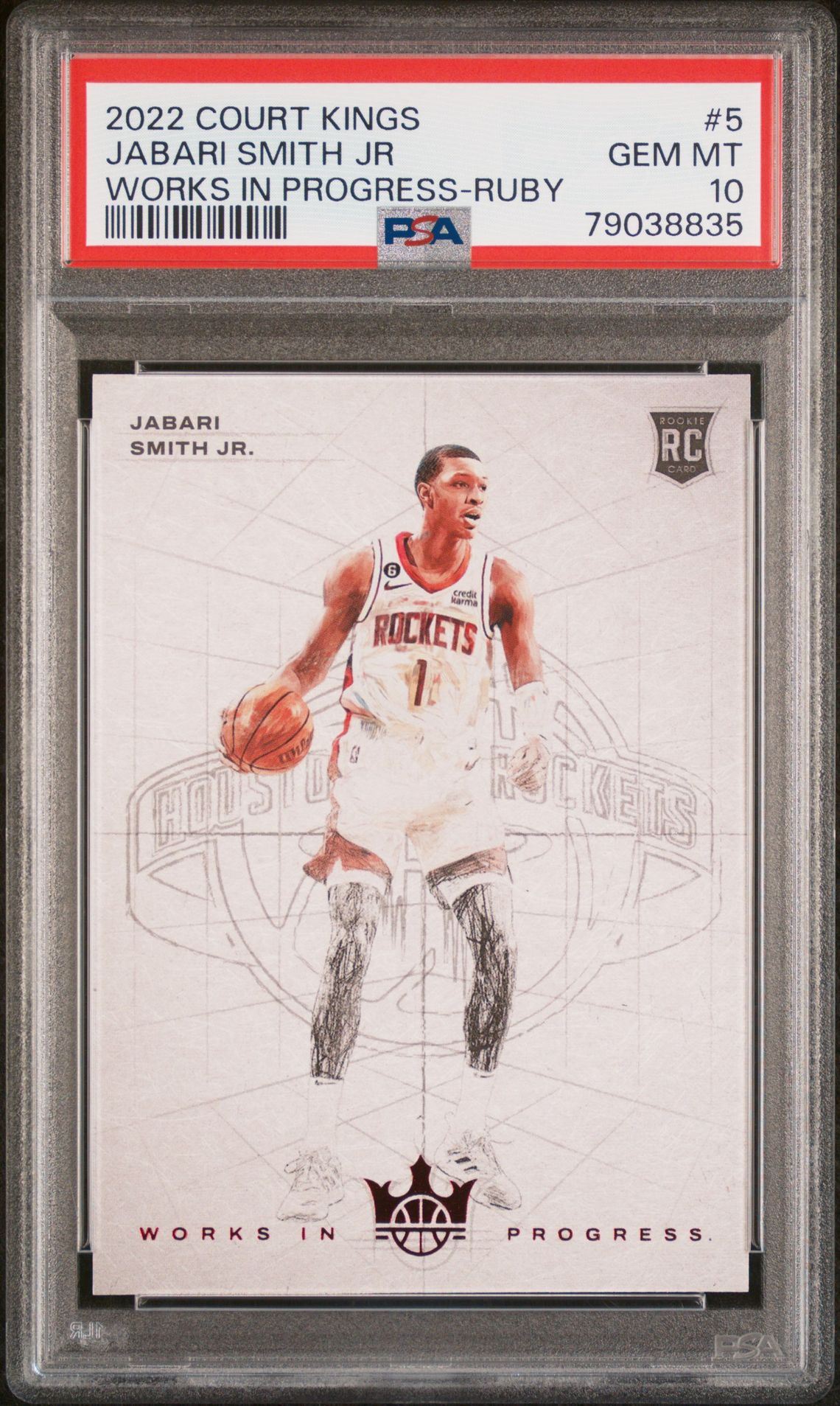 2022 Panini PANINI COURT KINGS WORKS IN PROGRESS WORKS IN PROGRESS-RUBY #5 Jabari Smith Jr front