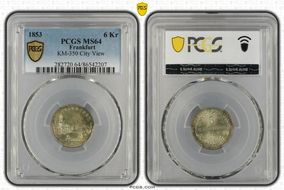 1853 6 Kr KM-350 City View MS64