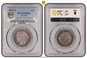 1871-A 2 Fr Gad-530 F-265 Petit A MS62