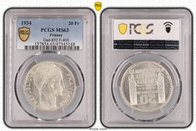 1934 20 Fr Gad-852 F-400 MS63