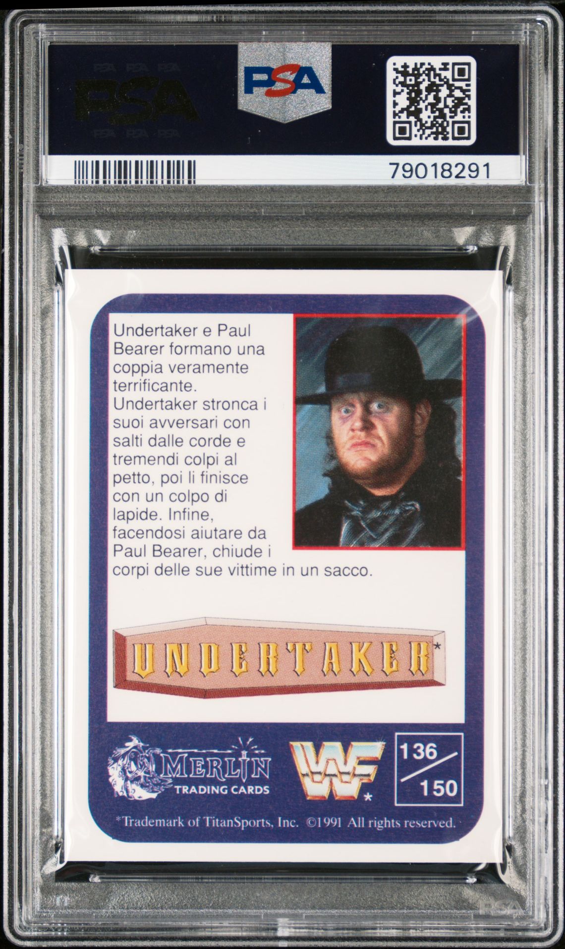 1991 Merlin Wwf Undertaker With #136 (Paul Bearer-Italian) Nm-Mt 8 back