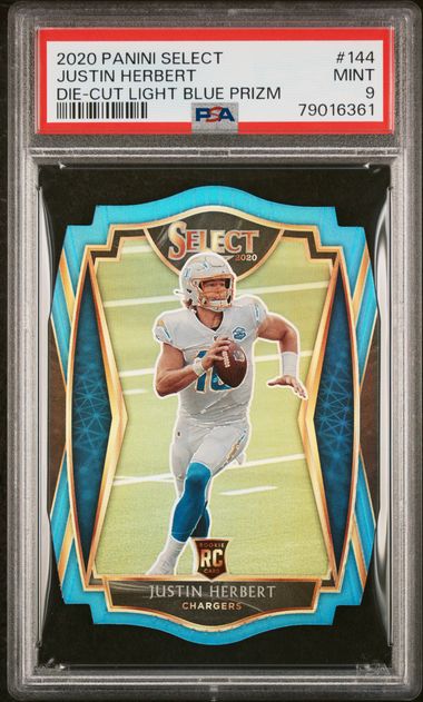 2020 PANINI SELECT JUSTIN HERBERT #244 LIGHT BLUE DIE-CUT PRIZM RC