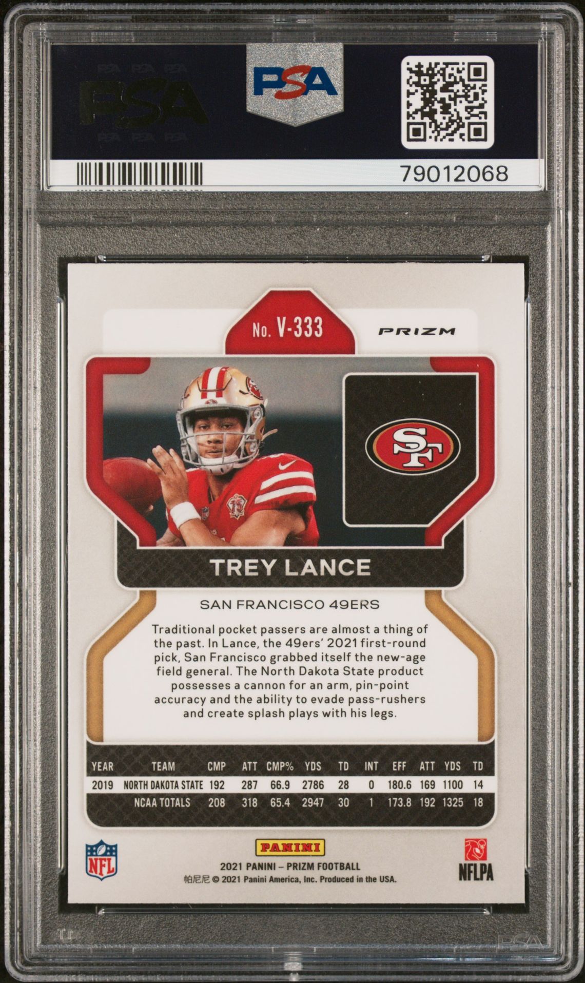 2021 Panini Prizm Trey Lance #V333 (Variation-Silver Prizm) Gem Mt 10 back