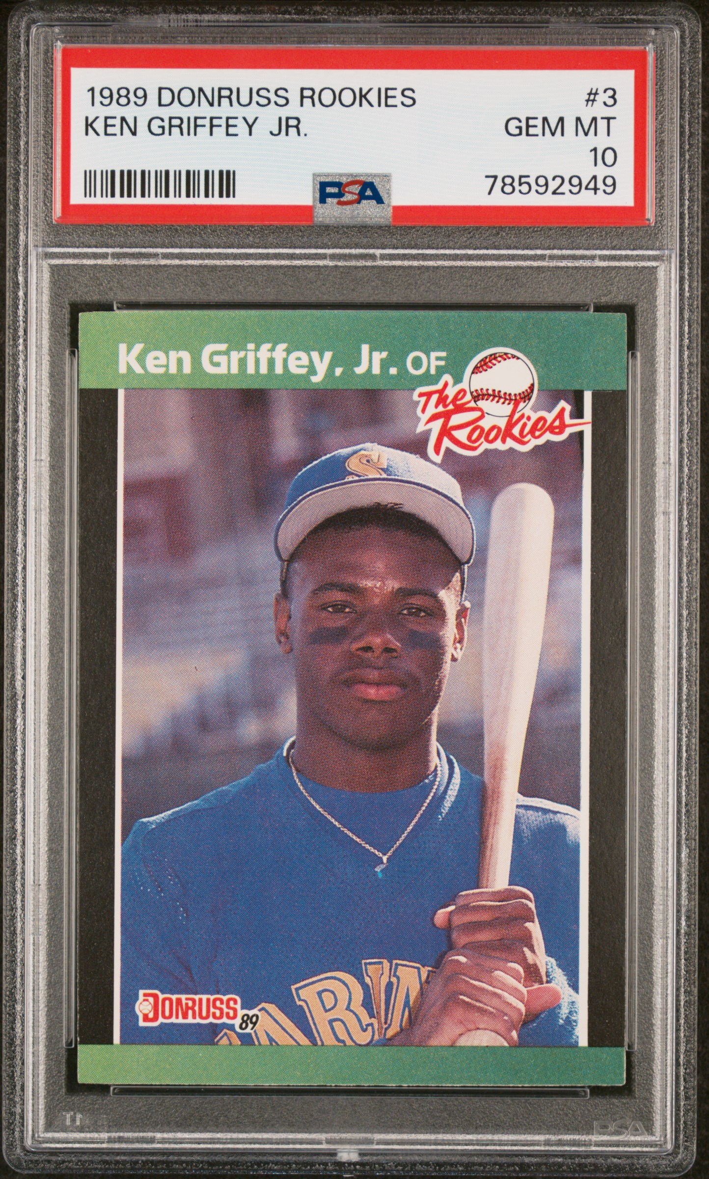1989 Donruss Rookies #3 Ken Griffey Jr. Rookie Card – PSA GEM MT 10