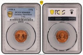 1938-A 2 Pfg J-362 MS66RD