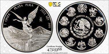 2022-Mo Onza Libertad Ag PR70DCAM