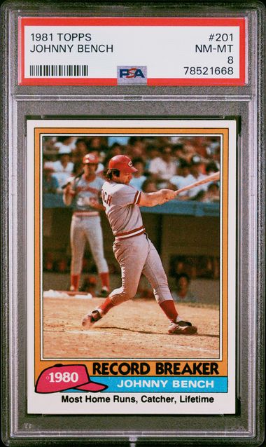 1968 Topps Baseball #247 Johnny Bench Rookie Card RC Graded PSA 8